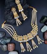 WHITE  Ethnic Gold Plated Kundan Choker Set for Women NS_1833_W_265