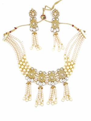 WHITE  Ethnic Gold Plated Kundan Choker Set for Women NS_1833_W_265 2