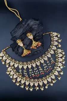 AARNAA PEACH  Ethnic Gold Plated Kundan Choker Set for Women NS_1838_PH_425