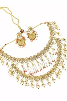 AARNAA PEACH  Ethnic Gold Plated Kundan Choker Set for Women NS_1838_PH_425
