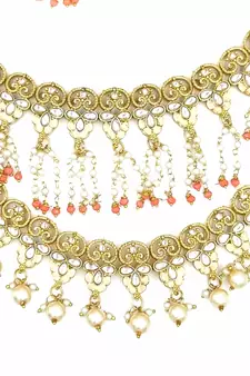 AARNAA PEACH  Ethnic Gold Plated Kundan Choker Set for Women NS_1838_PH_425
