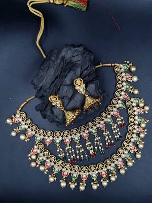RUBYGREEN  Ethnic Gold Plated Kundan Choker Set for Women NS_1838_RG_425 1