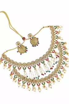 RUBYGREEN  Ethnic Gold Plated Kundan Choker Set for Women NS_1838_RG_425