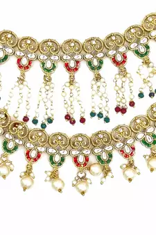 RUBYGREEN  Ethnic Gold Plated Kundan Choker Set for Women NS_1838_RG_425