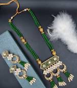 GREEN  Ethnic Gold Plated Kundan Choker Set for Women NS_1740_G_385
