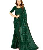 Green embroidered georgette saree with blouse
