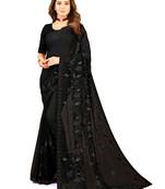 Black embroidered georgette saree with blouse