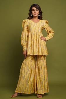 MUSLIN PRINTED SHARARA SET