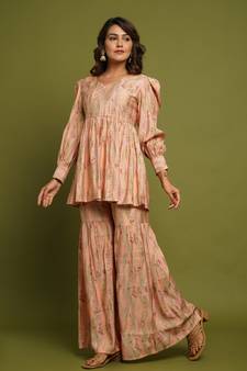 MUSLIN PRINTED SHARARA SET