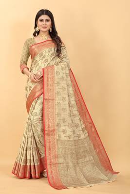 Chicku Kashmiri Chaap Handloom Weaving Saree 1
