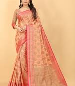 Poetry Orange Tissue Silk Zari woven Saree With Two Blouse