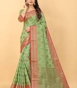 Tortilla Pista Colour Kalaapi Silk Saree With Beautiful Blouse