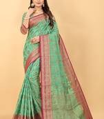 Cornflower Rama Kalaapi Silk Saree With Beautiful Blouse