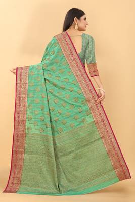 Cornflower Rama Kalaapi Silk Saree With Beautiful Blouse 4