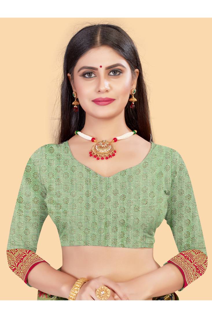 Cornflower Rama Kalaapi Silk Saree With Beautiful Blouse