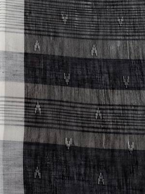 Black woven pure linen saree with blouse 5
