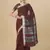 Brown woven pure linen saree with blouse
