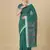 Sea green woven pure linen saree with blouse