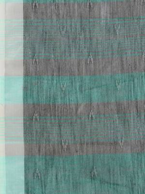 Sea green woven pure linen saree with blouse 5