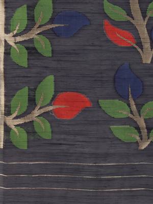 Navy blue woven cotton saree with blouse 5