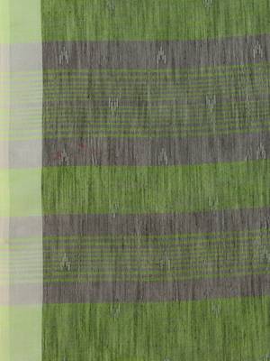Green woven pure linen saree with blouse 5
