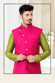 Pattern Jacket with Kurta and Churidar