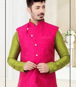 Pattern Jacket with Kurta and Churidar