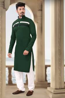 Patch work solid stitched kurta