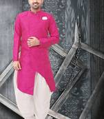 pattern work front open Kurta with hand work in collar