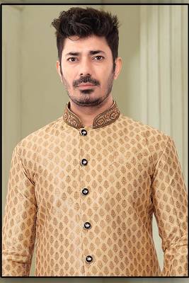 Pattern stitched Semi indo with hand work in collar 2