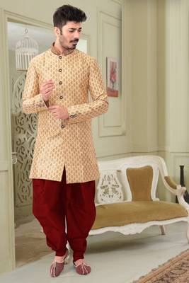 Pattern stitched Semi indo with hand work in collar 1