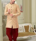 Pattern stitched Semi indo with hand work in collar