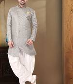 pattern stitched indo with hand work in collar & Chest