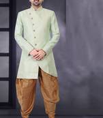 pattern stitched indo with threading work in neck & Sleeves