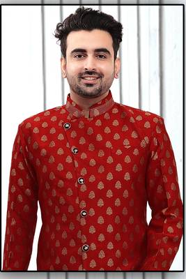 pattern stitched indo with threading work in neck & Sleeves 2