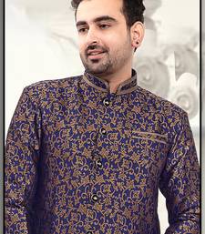 Pattern stitched semi indo with threading work in collar and sleeves