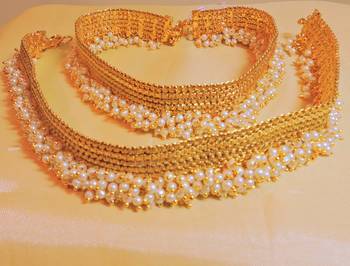 Elegant Broad Polki Goldtone Payal 1