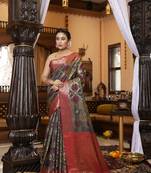 Grey woven organza saree with blouse