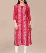 Wlosea Fashion Chanderi Batik Print Embroidery red stitched Only Kurti