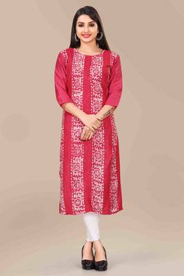 Wlosea Fashion Chanderi Batik Print Embroidery red stitched Only Kurti 4