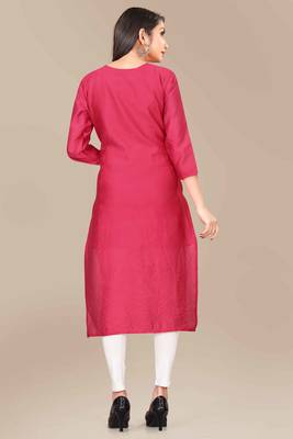 Wlosea Fashion Chanderi Batik Print Embroidery red stitched Only Kurti 5