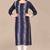Wlosea Fashion Chanderi Batik Print Embroidery Blue stitched Only Kurti