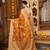 Mustard woven organza saree with blouse