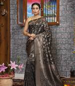 Black woven silk saree with blouse