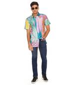 Purple Tropical Print Silkmul Shirt