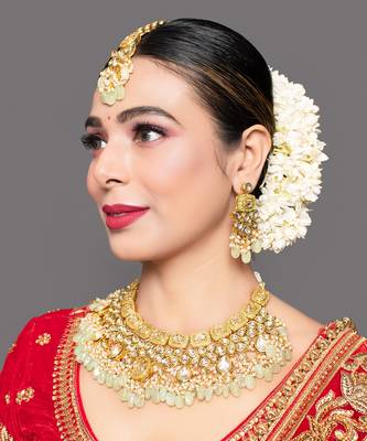 Handcrafted Kundan Enameled Necklace With Earrings & Maang Tika 1
