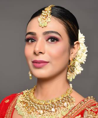 Handcrafted Kundan Enameled Necklace With Earrings & Maang Tika 3