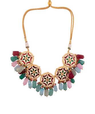 Navratan Kundan Inspired Necklace With Earrings 6
