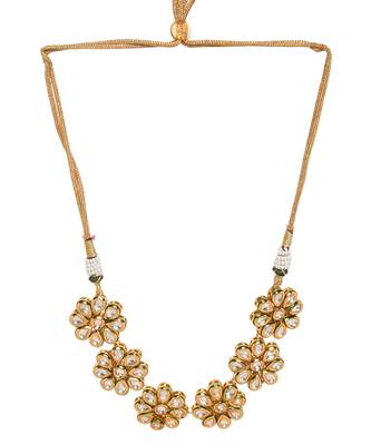 Handcafted Floral Kundan Necklace With Earrings 6