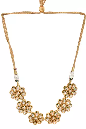 Handcafted Floral Kundan Necklace With Earrings